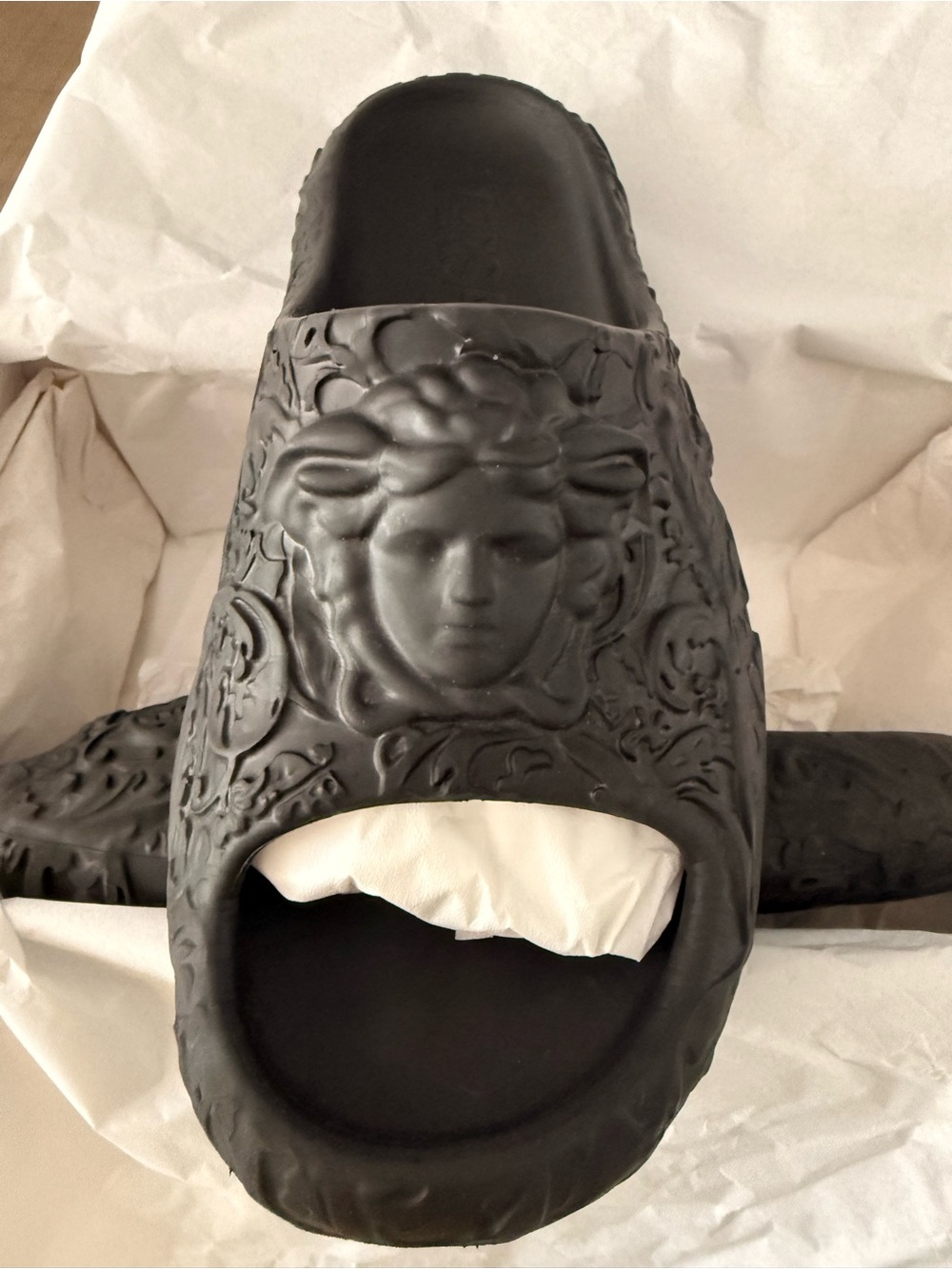 Authentic designer- Versace Medusa Dimension black rubber slides